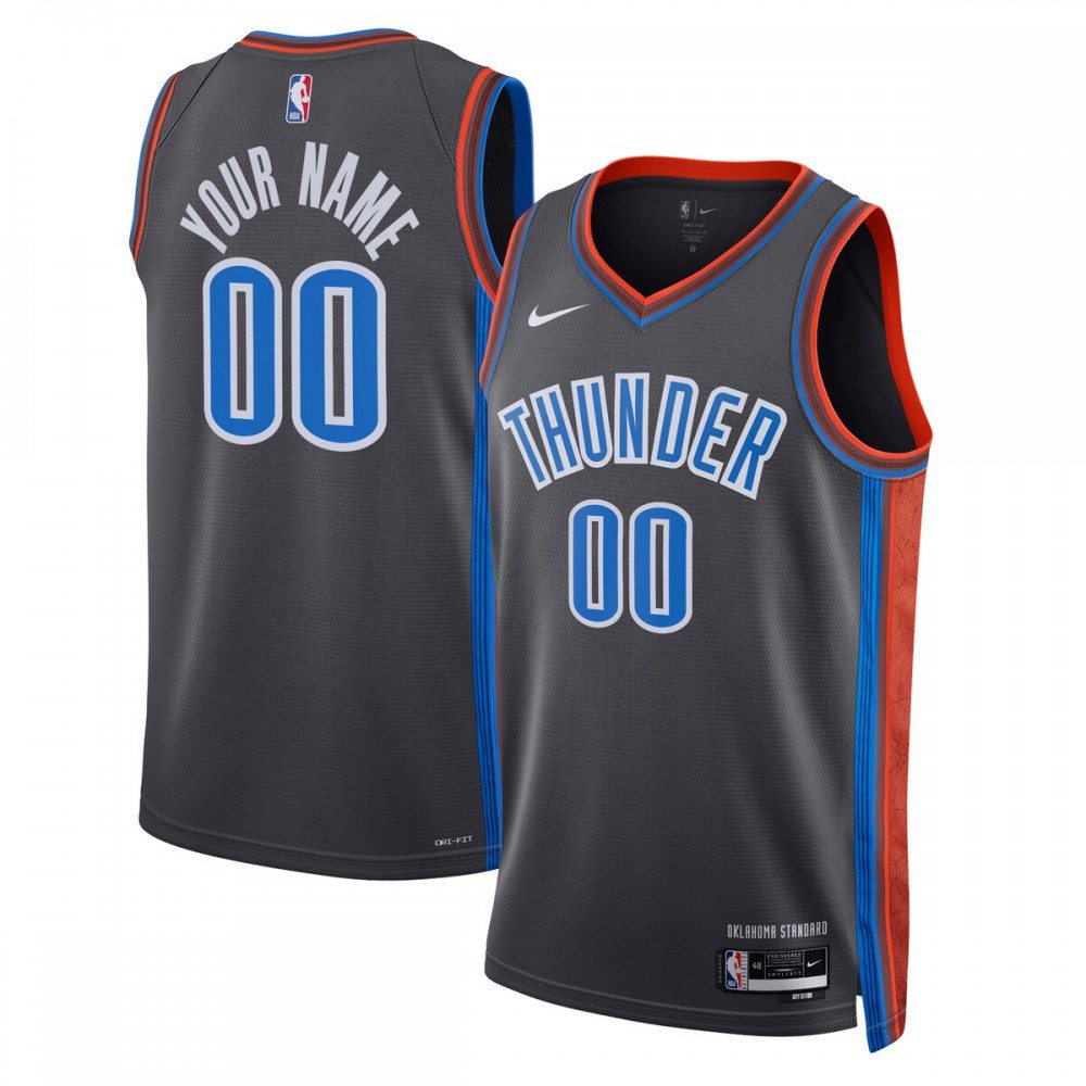 Oklahoma City Thunder Unisex 2022/23 Swingman Custom Jersey - City Edition - Black-Pro Kit Vault | Brand New 26/27 Sports Jerseys